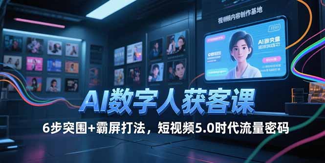 （15247期）AI数字人获客课，6步突围+霸屏打法，短视频5.0时代流量密码