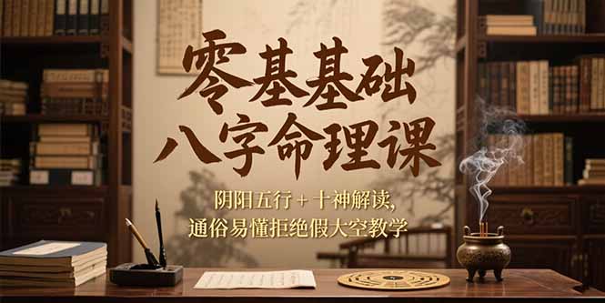 （15283期）零基础八字命理课，阴阳五行+十神解读，通俗易懂拒绝假大空教学