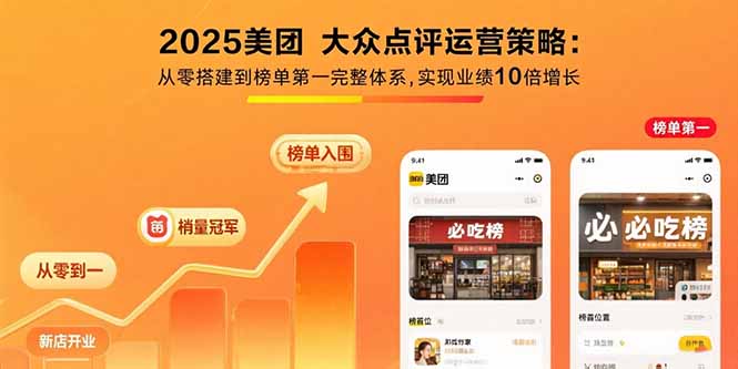 （15602期）2025美团 大众点评运营策略:从零搭建到榜单第一完整体系,实现业绩10倍增长
