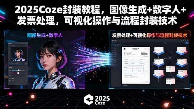 （15980期）2025Coze封装教程，图像生成+数字人+发票处理，可视化操作与流程封装技术