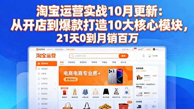 （16403期）淘宝运营实战10月更新：从开店到爆款打造10大核心模块，21天0到月销百万