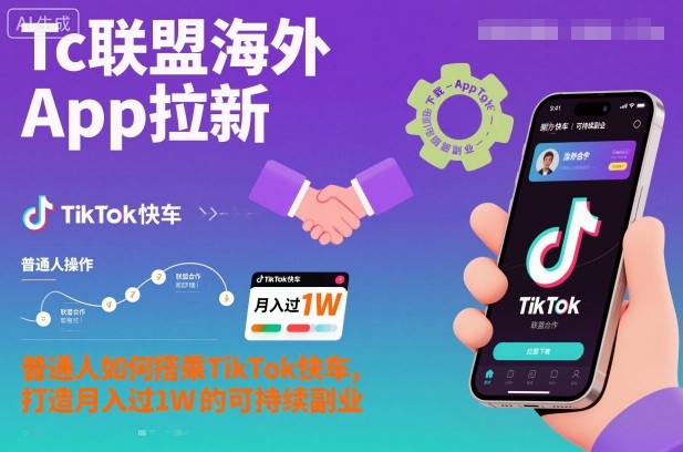 Tc联盟海外App拉新：普通人如何搭乘TikTok快车，打造月入过1W的可持续副业