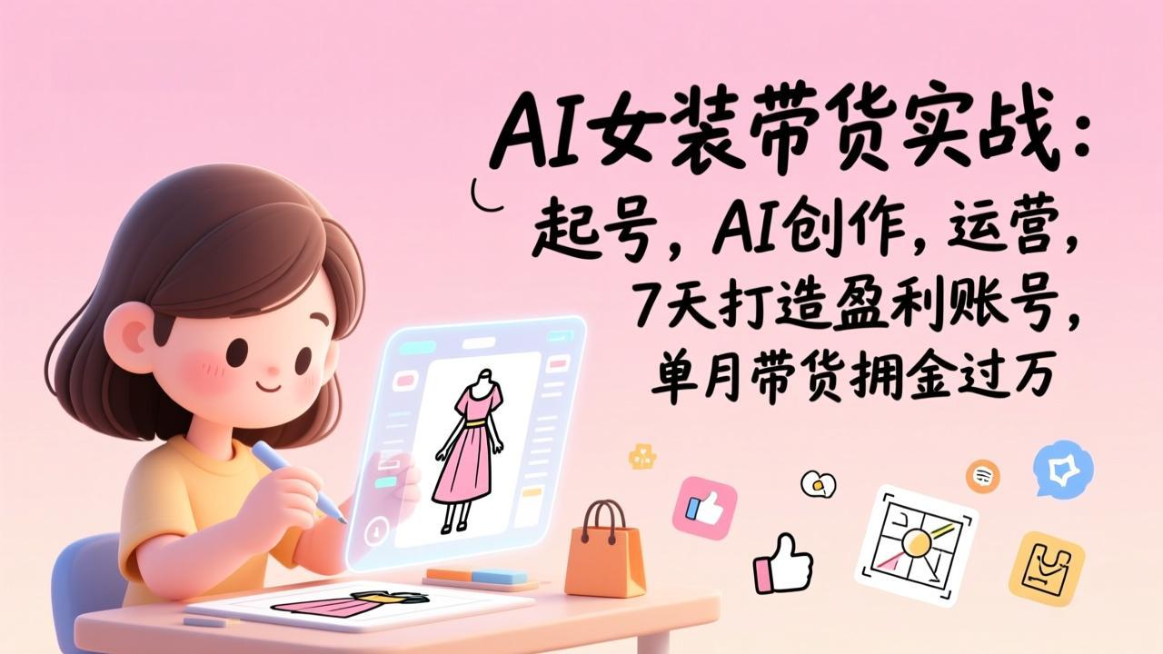 （17117期）AI女装带货实战班（更新）：起号，AI创作，运营，7天打造盈利账号，单月带货佣金过万