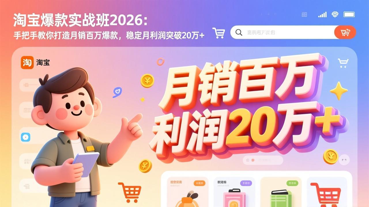 （17209期）淘宝爆款实战班2026：手把手教你打造月销百万爆款，稳定月利润突破20万+