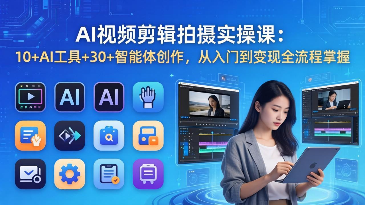 （17818期）AI 视频剪辑拍摄实操课：10+AI工具+30+智能体创作，从入门到变现全流程掌握