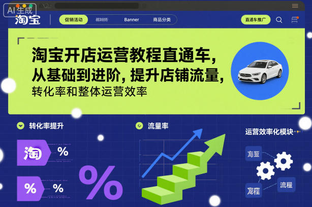 淘宝开店运营教程直通车,从基础到进阶,提升店铺流量,转化率和整体运营效率(更新26年4月14日)
