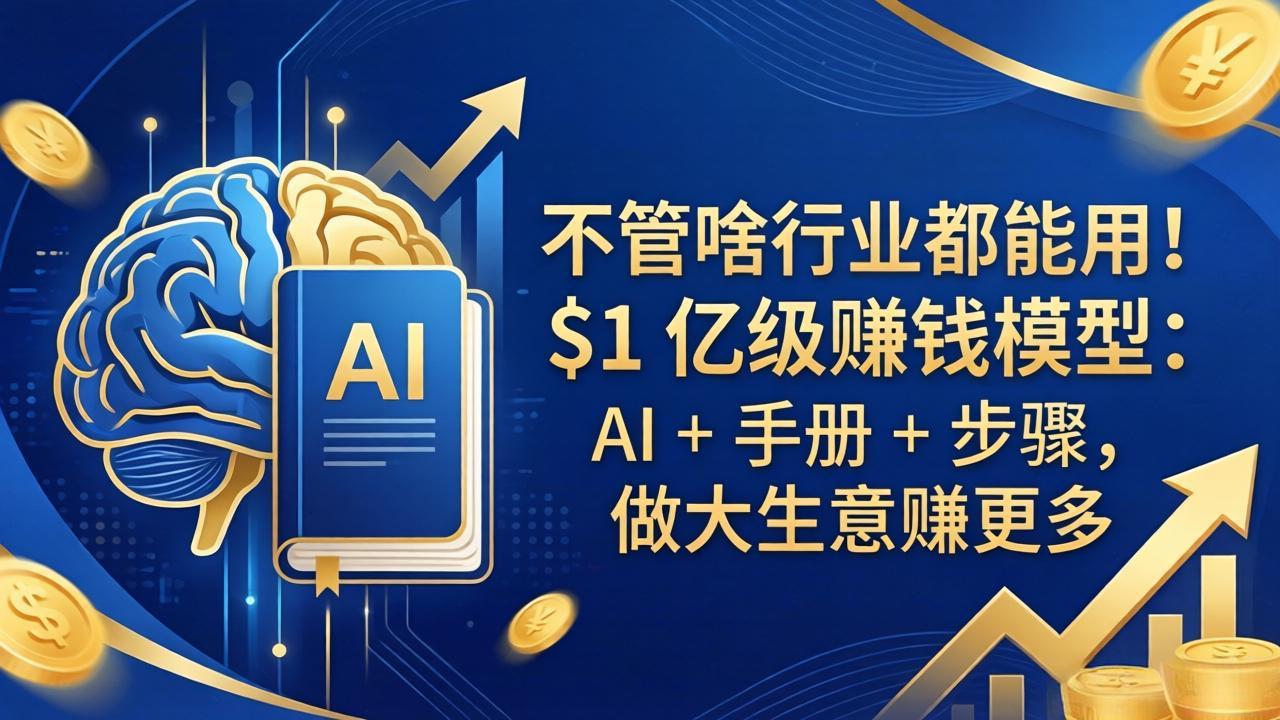 (18053期)不管啥行业都能用!$1 亿级赚钱模型:AI + 手册 + 步骤,做大生意赚更多