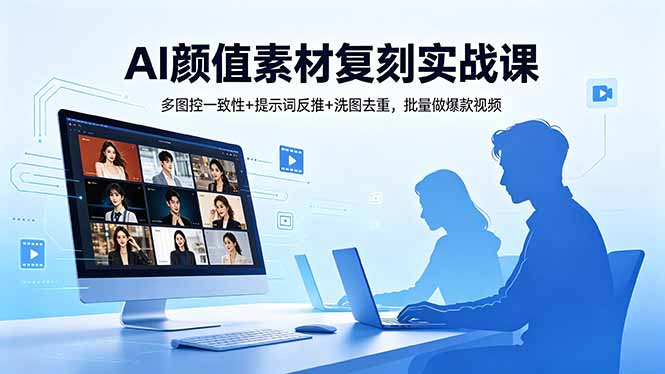 （18450期）AI颜值素材复刻实战课，多图控一致性+提示词反推+洗图去重，批量做爆款视频