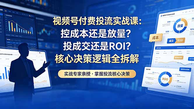（18462期）视频号付费投流实战课-5月：控成本还是放量？投成交还是ROI？核心决策逻辑全拆解