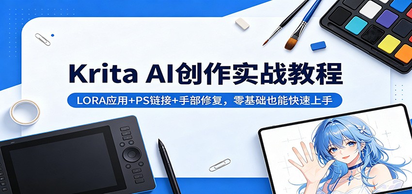 Krita AI创作实战教程：LORA应用+PS链接+手部修复，零基础也能快速上手