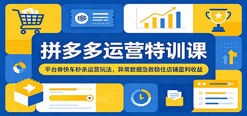拼多多运营特训课:平台券快车秒杀运营玩法,异常数据急救稳住店铺盈利收益