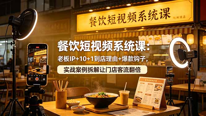 (18712期)餐饮短视频系统课:老板IP+10+1到店理由+爆款钩子,实战案例拆解让门店客流翻倍