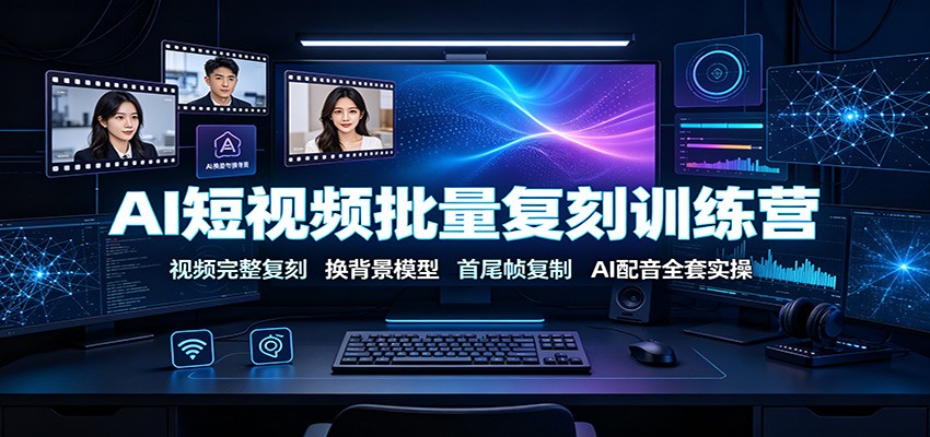 AI短视频批量复刻训练营:视频完整复刻,换背景模型、首尾帧复制、AI配音全套实操