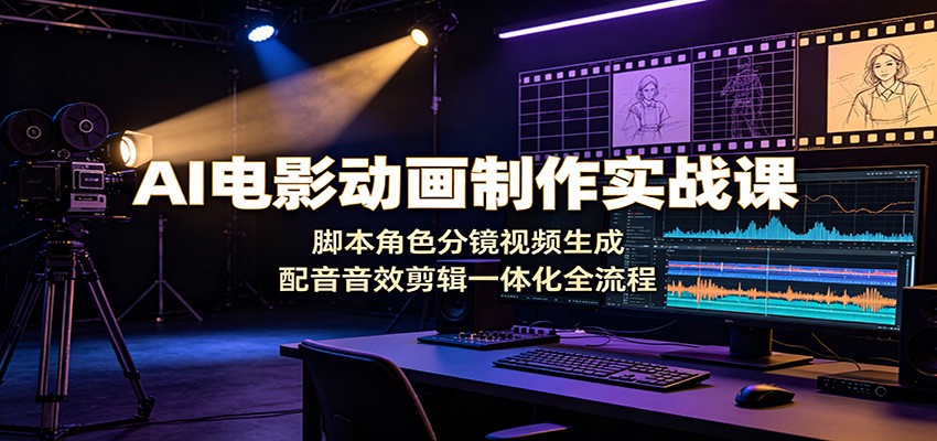 AI电影动画制作实战课:脚本角色分镜视频生成,配音音效剪辑一体化全流程