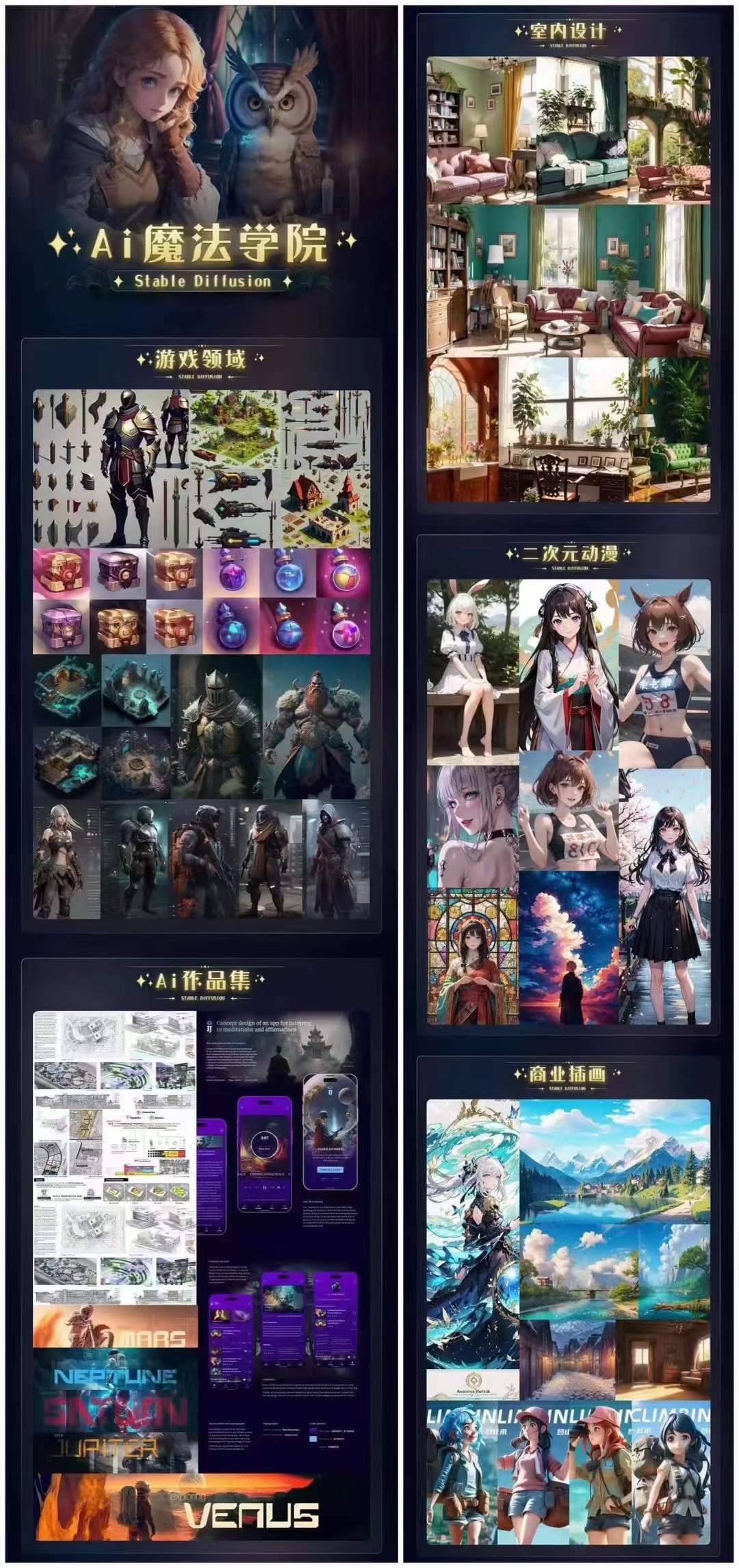 (6339期)Ai魔法绘画 Stable Diffusion专业课 高效辅助Ui/运营作品集 0到精通系统课